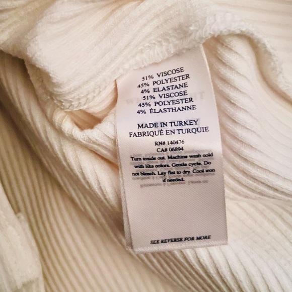 Faherty Brand White Ribbed Henley V-Neck Polo Bodysuit - Egret - Made in Turkey - Picture 7 of 7